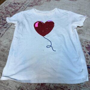 H&M Kids girls red heart balloon T-Shirt Size 8-10yrs-Good Shape